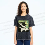 Unisex Vintage Cat Napping Printed Washed Tee