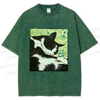 Unisex Vintage Cat Napping Printed Washed Tee