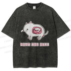 Unisex Rat in Cat What the Hell Printed Washed Tee