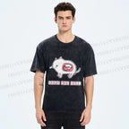 Unisex Rat in Cat What the Hell Printed Washed Tee