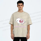 Unisex Rat in Cat What the Hell Printed Washed Tee
