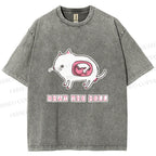 Unisex Rat in Cat What the Hell Printed Washed Tee