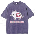 Unisex Rat in Cat What the Hell Printed Washed Tee