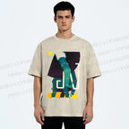 Unisex Elephant Printed Washed Tee