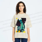Unisex Elephant Printed Washed Tee