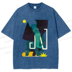 Unisex Elephant Printed Washed Tee
