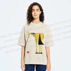 Unisex Yellow Horse Printed Washed Tee