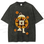 Unisex Cute Lion Printed Washed Tee