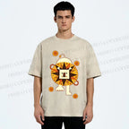 Unisex Cute Lion Printed Washed Tee