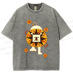 Unisex Cute Lion Printed Washed Tee