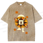 Unisex Cute Lion Printed Washed Tee