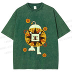 Unisex Cute Lion Printed Washed Tee
