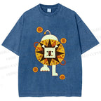 Unisex Cute Lion Printed Washed Tee