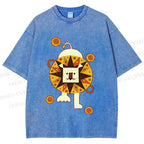 Unisex Cute Lion Printed Washed Tee