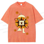 Unisex Cute Lion Printed Washed Tee