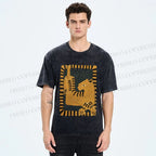 Unisex Panther in Square Printed Washed Tee