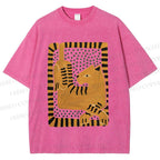 Unisex Panther in Square Printed Washed Tee