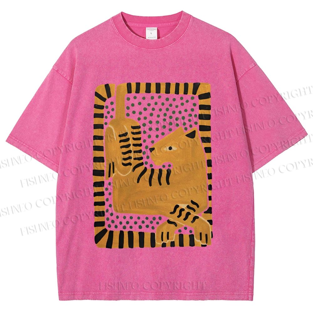 Unisex Panther in Square Printed Washed Tee
