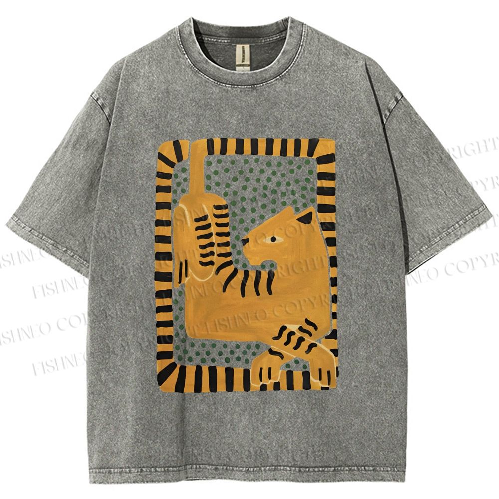 Unisex Panther in Square Printed Washed Tee