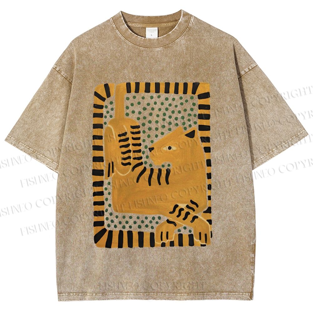 Unisex Panther in Square Printed Washed Tee