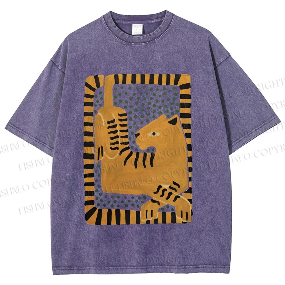 Unisex Panther in Square Printed Washed Tee