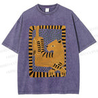 Unisex Panther in Square Printed Washed Tee
