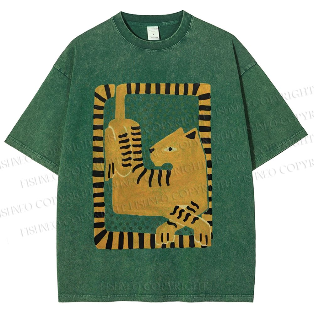 Unisex Panther in Square Printed Washed Tee