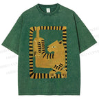 Unisex Panther in Square Printed Washed Tee