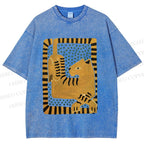 Unisex Panther in Square Printed Washed Tee