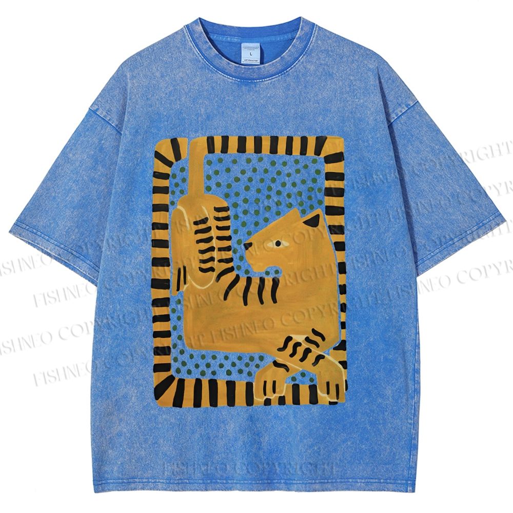 Unisex Panther in Square Printed Washed Tee