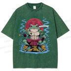 Unisex Samurai Frog Printed Washed Tee