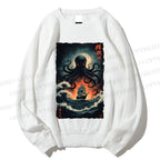 Unisex Kraken Octopus Sailboat Printed Sweatshirt