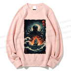 Unisex Kraken Octopus Sailboat Printed Sweatshirt