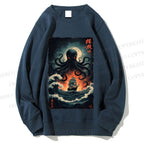 Unisex Kraken Octopus Sailboat Printed Sweatshirt
