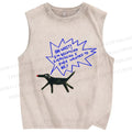 Unisex Oh Wait Dog Printed Washed Tank Top