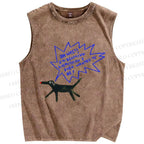 Unisex Oh Wait Dog Printed Washed Tank Top