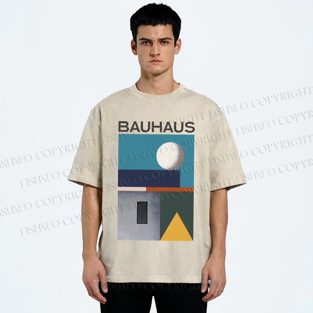 Unisex Bauhaus Geometry Printed Washed Tee