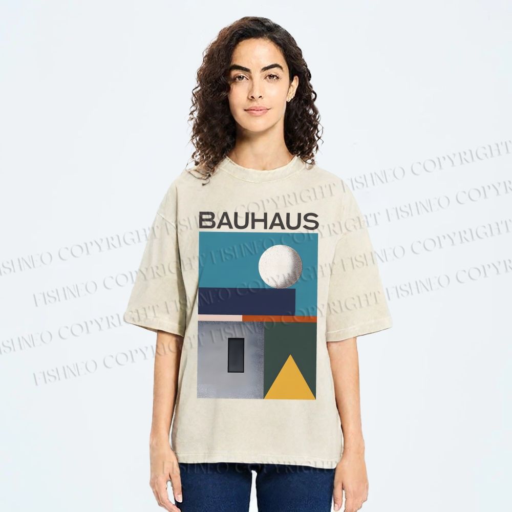 Unisex Bauhaus Geometry Printed Washed Tee