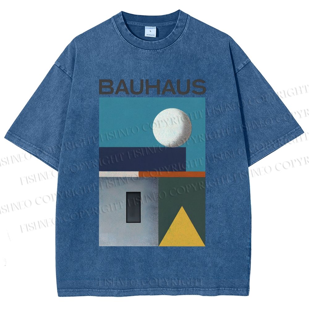 Unisex Bauhaus Geometry Printed Washed Tee