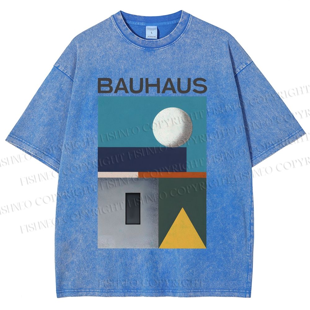Unisex Bauhaus Geometry Printed Washed Tee