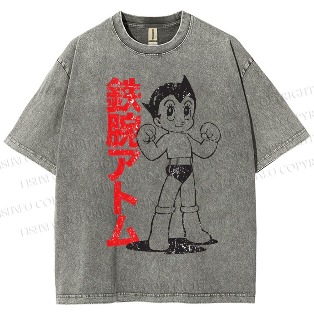 Unisex Vintage Astro Boy Printed Washed Tee