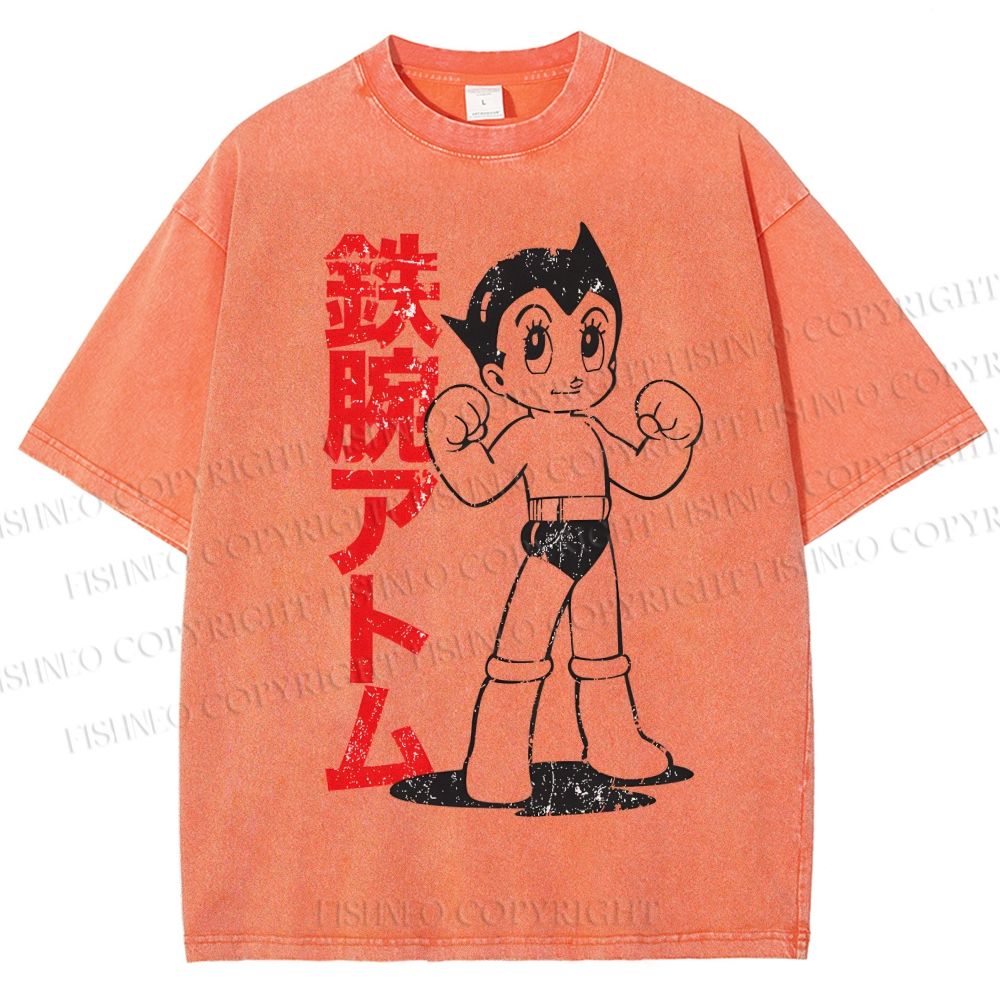 Unisex Vintage Astro Boy Printed Washed Tee