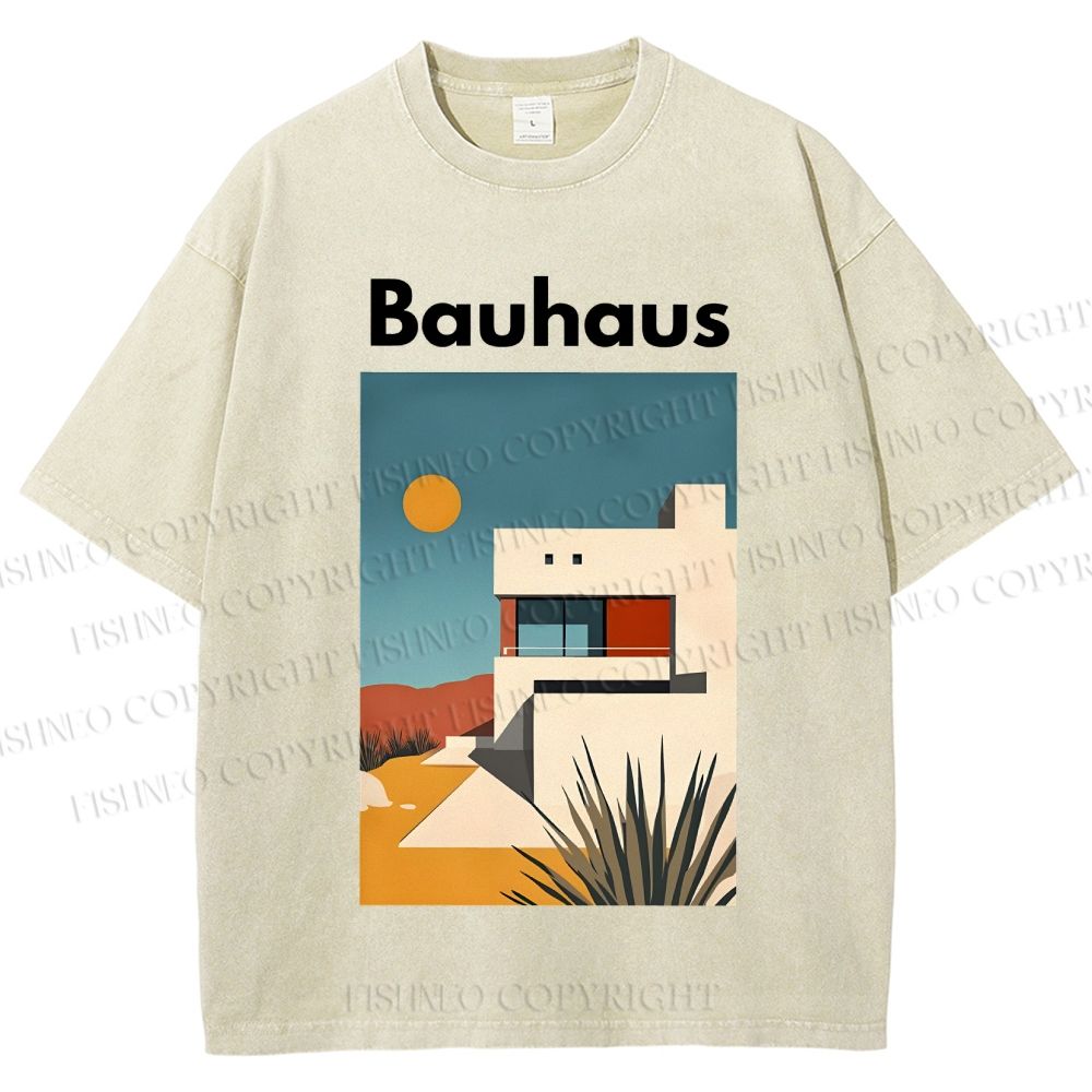 Unisex Bauhaus Architecture Printed Washed Tee