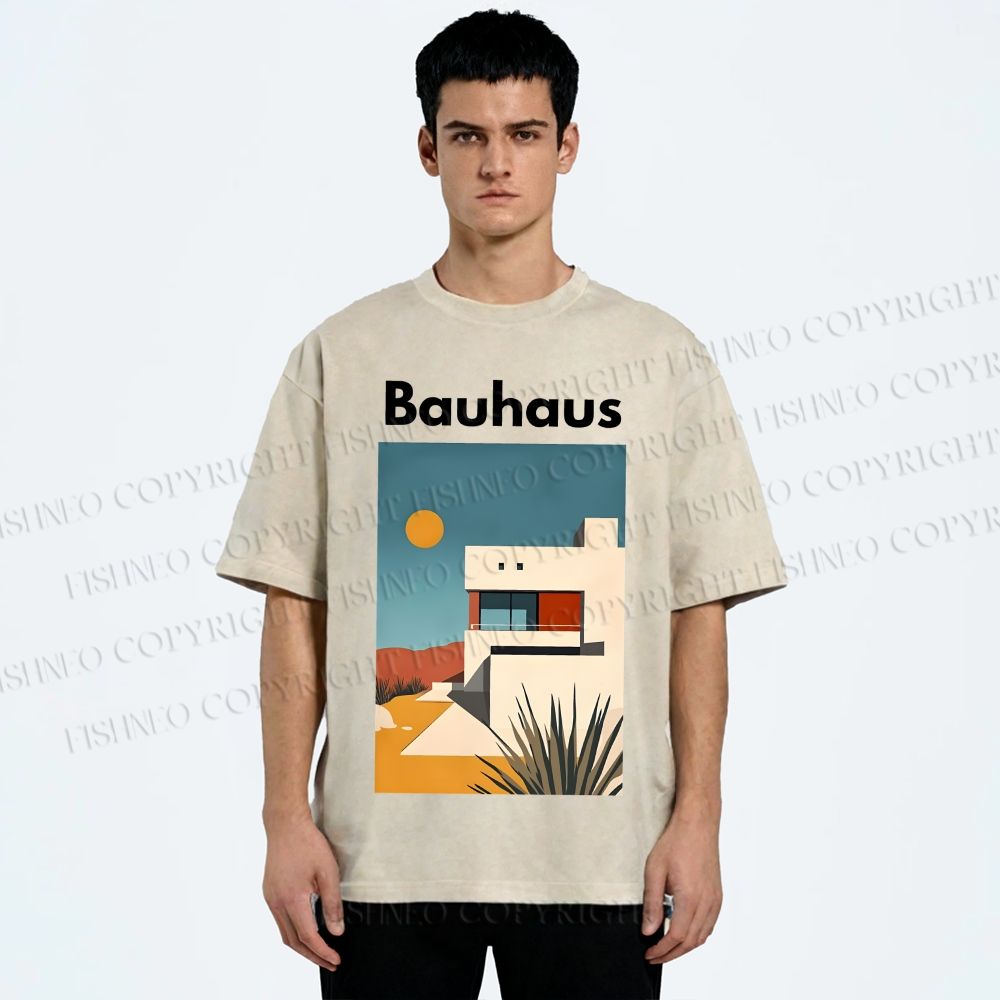 Unisex Bauhaus Architecture Printed Washed Tee
