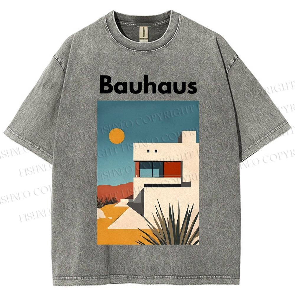 Unisex Bauhaus Architecture Printed Washed Tee