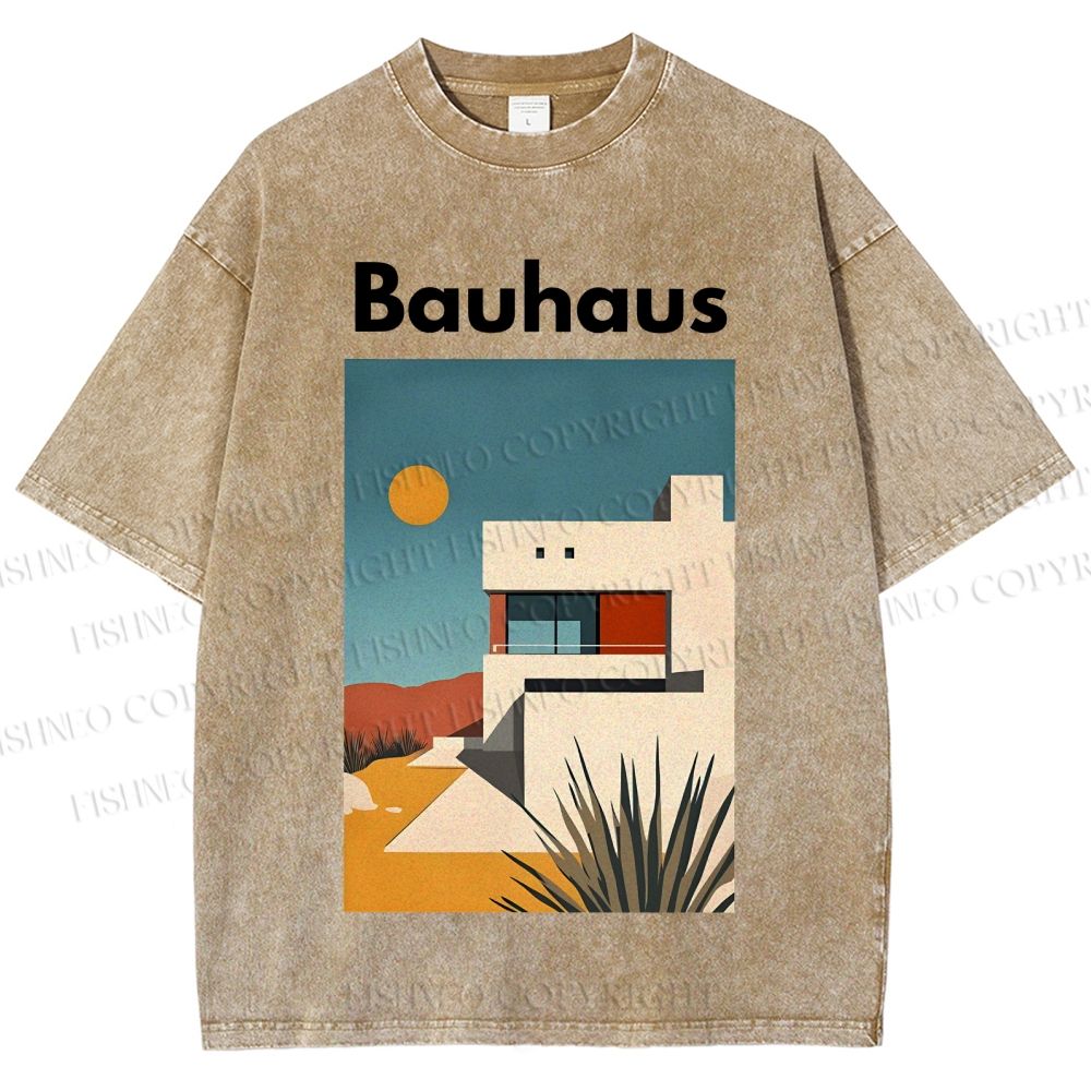 Unisex Bauhaus Architecture Printed Washed Tee