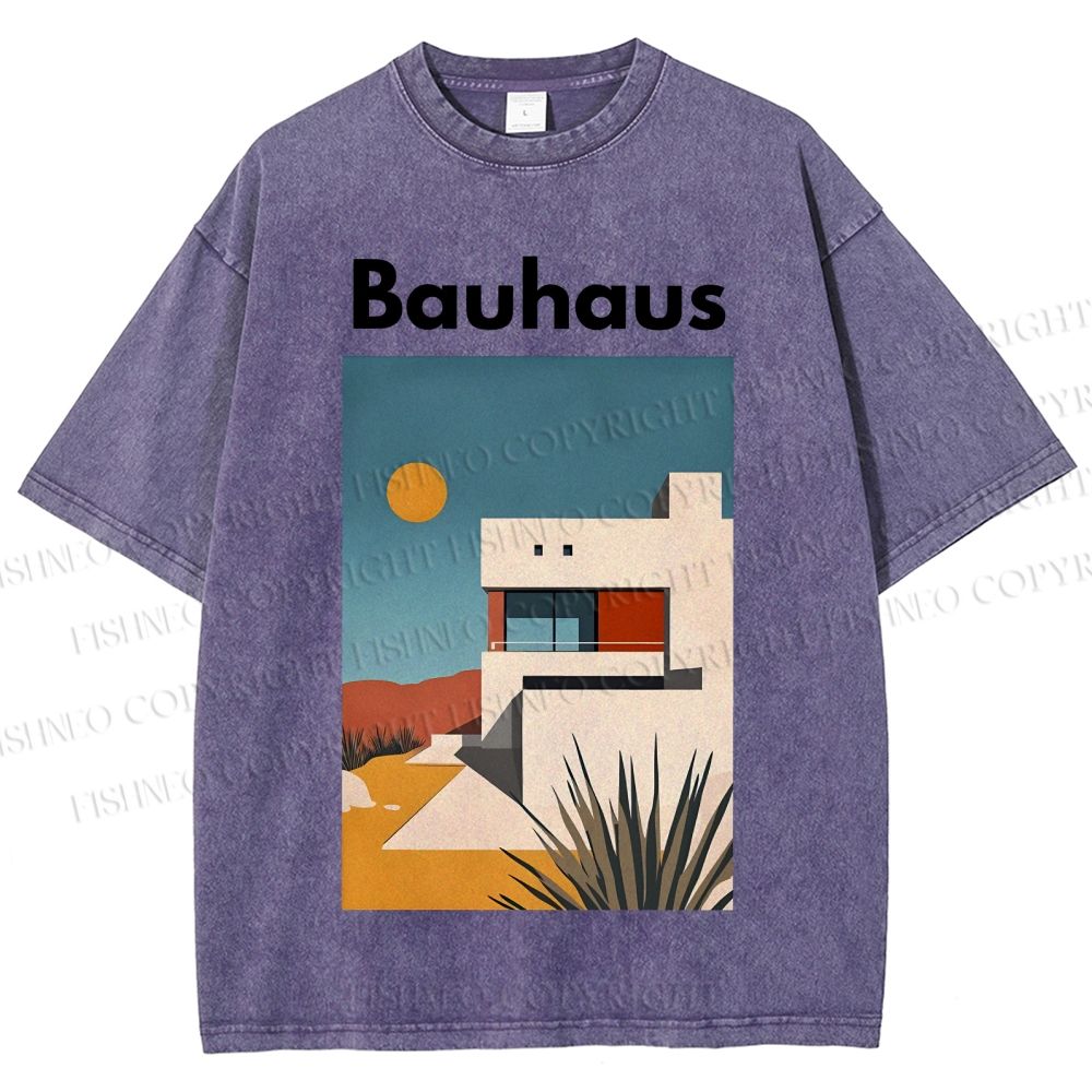 Unisex Bauhaus Architecture Printed Washed Tee