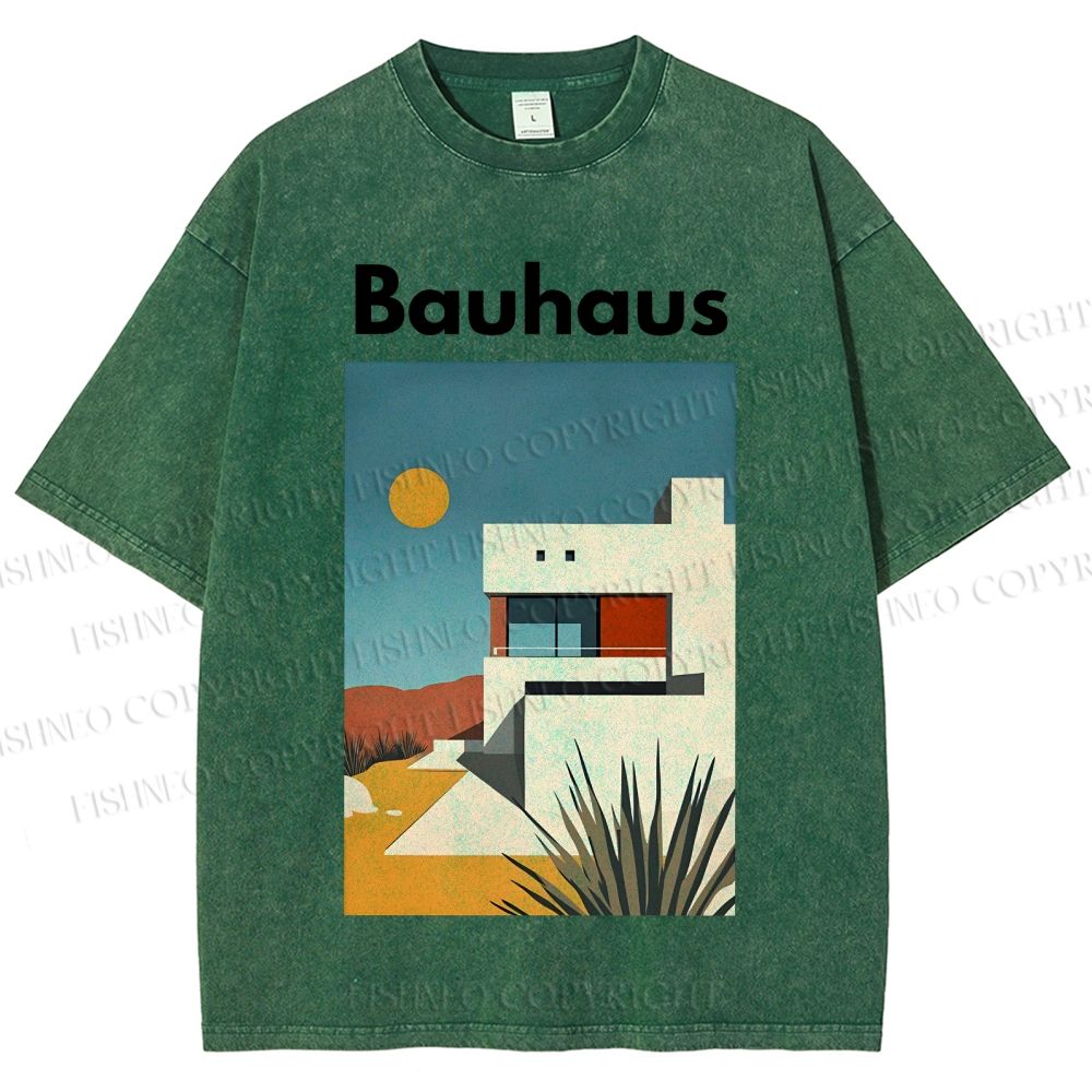Unisex Bauhaus Architecture Printed Washed Tee
