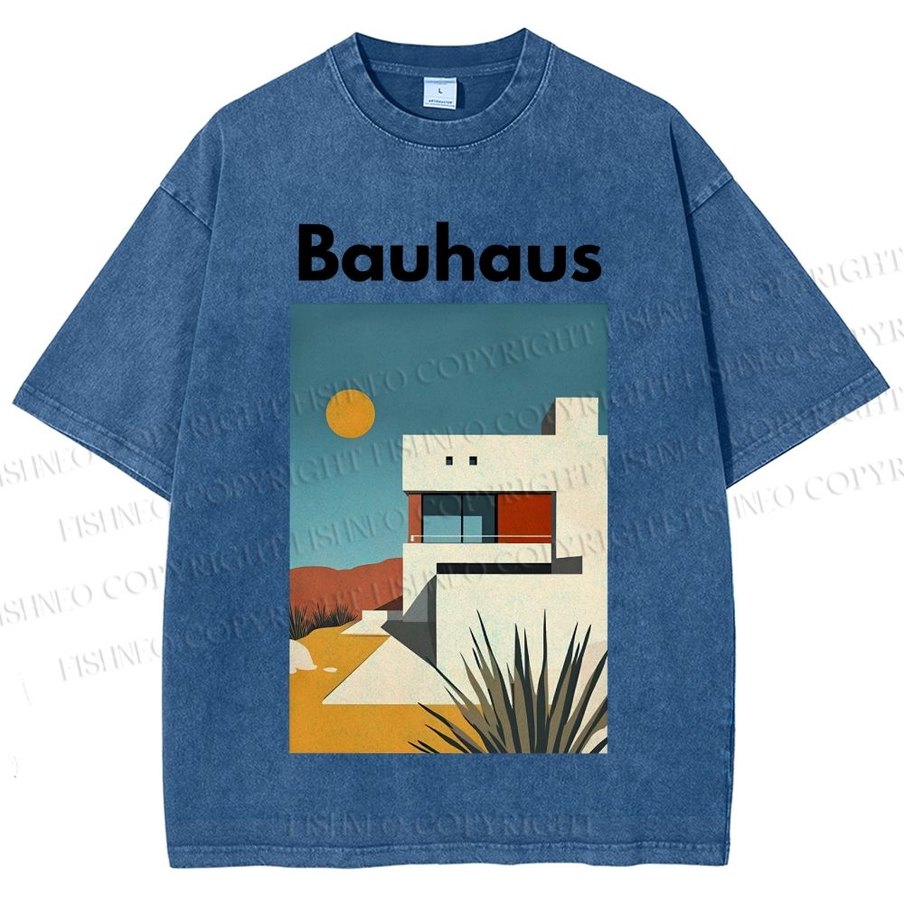Unisex Bauhaus Architecture Printed Washed Tee
