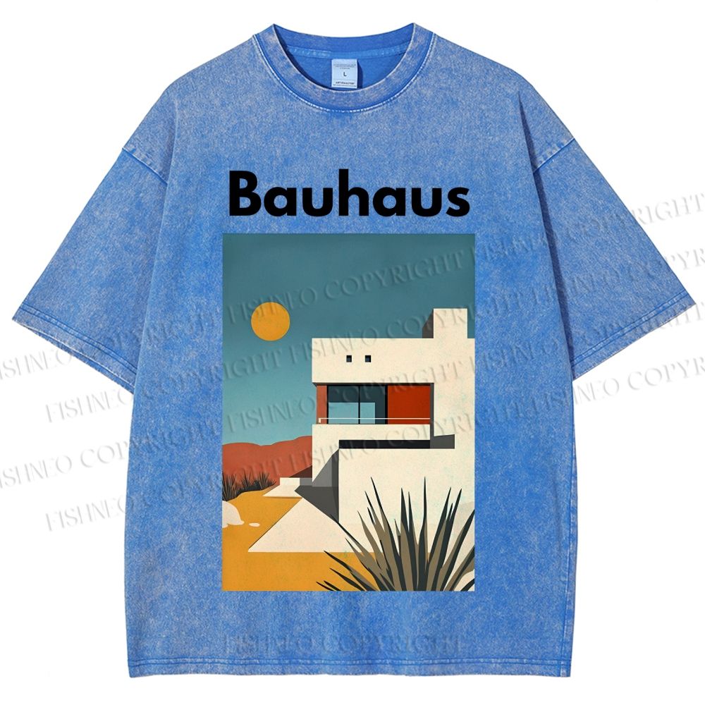 Unisex Bauhaus Architecture Printed Washed Tee